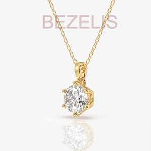 Cadena de Lujo con Diamante Cultivado en Laboratorio, Corte Brillante Redondo, en Oro Amarillo de 14k, Joyería Fina para Mujer, Uso Diario - Product Image 3