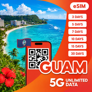 ซิมการ์ดอินเทอร์เน็ตแบบเติมเงินความเร็วสูง Guam eSIM 5G/4G สำหรับการเดินทาง  ใช้งานได้ไม่จำกัด 3/5/7/10/15/30 วัน พร้อมระบบเปิดใช้งาน QR ทันที - Product Image 1