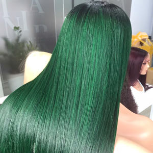 Factory Price 100% Raw Virgin Vietnamese Human Weft <b>Lace</b> Bundle Wig Bone Straight <b>Green</b> Color Super Double Drawn Hair Extensions - Product Image 4