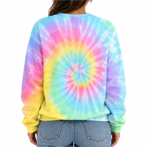 Sweat-shirt tie-dye pour femme, col rond, manches longues, motif arc-en-ciel, pull tricoté décontracté, vêtement de printemps, coupe confortable - Product Image 2