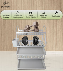 LIFE SMILE - Escurridor de Platos de Aluminio de 3 Niveles de Alta Calidad, Escurridor de Utensilios de Cocina con Soporte de Vidrio de Tres Capas - Product Image 6