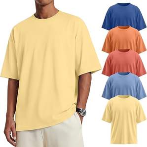 Camiseta Básica para Hombre con Hombros Caídos, Corte Oversize, Dobladillo Curvo, Colores Personalizados, 100% Algodón Peinado de Alta Calidad 2026 - Product Image 3