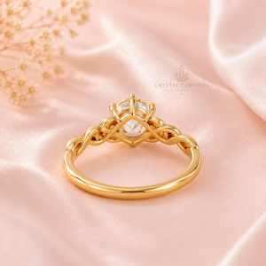 Anillo de Compromiso de Moissanita Redonda de 1 Quilate, Anillo de Novia de Plata de Ley 925 Chapado en Oro con Nudo Celta Vintage para Mujer - Product Image 4