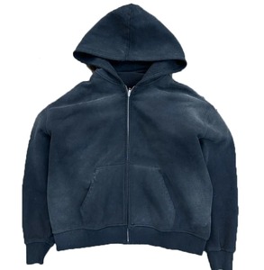 Sweat-shirt à capuche zippé pour homme, coupe classique, en coton French Terry, délavé à l'acide, couleur unie, avec poches, style décontracté, automne - Product Image 1
