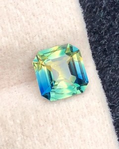 Zafiro verde azul bicolor, corte octogonal radiante, piedra preciosa natural suelta de Sri Lanka para joyería. - Product Image 4