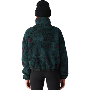 Women Sherpa <b>Lined</b> <b>Fleece</b> <b>Jacket</b> Floral Embroidered Winter Outerwear Stand Collar Full Sleeve Casual Coat - Product Image 2