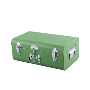 Boîte de rangement en métal vert personnalisable, rectangulaire, avec couvercle à charnières, design classique, 1 couche, avec poignée et loquets - Product Image 1