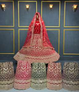Lehenga de mariée en velours garanti avec un travail lourd et nouveau, grande ampleur et six couleurs, parfait pour les occasions traditionnelles et festives - Product Image 1