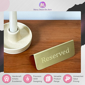 India Origin Vendor Selling Top Grade Reserve Sign Metal Brass Double Sided Table Sign <b>Name</b> <b>Plate</b> for Wedding Decoration Usage - Product Image 6