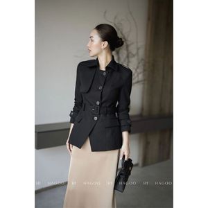 Slim-fit khaki jacket with a cinched waist Women Trench Coat Scarf Collar Belted Button Front Winter Outerwear [B8073] - Product Image 3