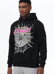 เสื้อฮู้ดดี้ผู้ชายแบรนด์แฟชั่นปี 2025 แบบลำลอง ไหล่ตก สีพื้น พิมพ์ลายแมงมุม รุ่น 1.1 - Product Image 4