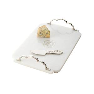 Plateau de décoration élégant pour la maison, plateau de service en marbre blanc avec poignées en laiton doré pour la cuisine et la table basse au prix le plus bas - Product Image 3