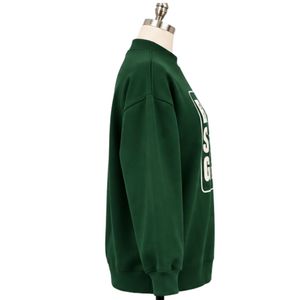 Sweat-shirt oversize vert pin foncé pour femme avec imprimé graphique « Strong Girl » blanc, col rond, manches longues, style streetwear décontracté - Product Image 2