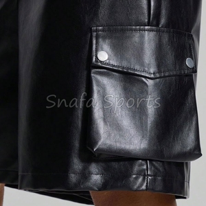 กางเกงขาสั้นหนังสไตล์สตรีทแวร์สำหรับผู้ชาย ไซส์ผู้ใหญ่ กางเกงออกกำลังกายแบบใหม่สั่งทำได้ ผลิตจากหนังแท้ 100% มีจำหน่ายแล้ว - Product Image 6