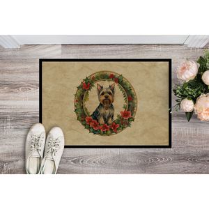 New Silky Terrier Christmas Flowers Doormat Non-Slip <b>Indoor</b> Outdoor 18H X 27W Low Pile Rug for Entryway Washable Front <b>Door</b> <b>Mat</b> - Product Image 2