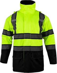 Chaqueta de seguridad personalizada, tallas personalizadas, Tipo R Clase 3, alta visibilidad, impermeable, forro acolchado, color verde lima. - Product Image 4