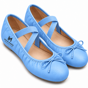 Iron Mark Industries Soft Ballet <b>Shoes</b> Girls Flat Genuine Leather Upper Rubber Outsole Elastic Strap <b>Bow</b> Dance Slip-Ons Light - Product Image 3