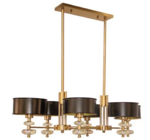 Lámpara de techo vintage con brazos decorados con hojas doradas en relieve, con cristales grabados y gotas de cristal, a precio de mayorista. - Product Image 3