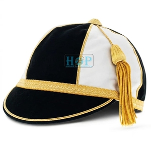 Casquettes de cérémonie personnalisées brodées pour le rugby, casquettes d'honneur pour le cricket avec tresse et pompon argentés et dorés - Product Image 2