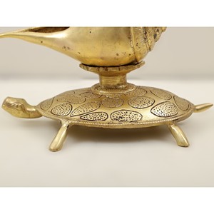 รูปปั้นหอยสังข์8นิ้วทำด้วยมือทำด้วยมือทำจากทองเหลืองผลิตในอินเดียสำหรับให้เป็นของขวัญ - Product Image 2