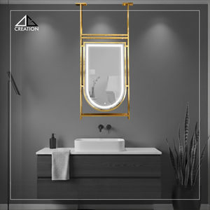Espejo de Baño Elegante Irregular con Marco de Acero Inoxidable con Recubrimiento PVD, Antivaho, para Decoración de Pared - Product Image 2