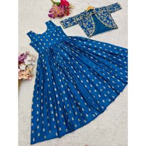 Designer Women's Embroidered Party Wear Gown-Jacket Set for Special Occasions - Product Image 2