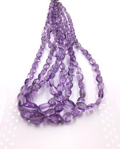 Cuentas ovaladas lisas de amatista natural para la elaboración de joyería fina, collar de piedras preciosas - Product Image 3
