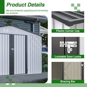 Casetta da Giardino in Metallo 10X8 FT Resistente alle Intemperie, Grigia con Porte Chiudibili a Chiave per Giardino, Patio, Cortile e Deposito Attrezzi - Product Image 3