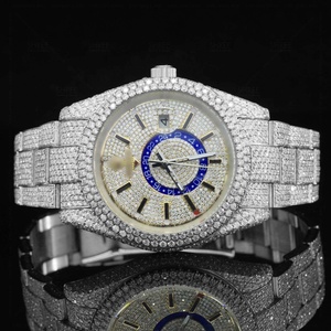 Reloj Cronógrafo de Lujo con Esfera Blanca, Diamantes Moissanite, Caja de Acero Inoxidable 316L, Resistente al Agua, con Doble Hora - Product Image 4