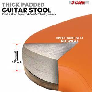 Taburete para Guitarra 5Core, Silla Acolchada de 3.15 Pulgadas con Respaldo, Asiento Musical Plegable con Reposapiés Integrado, Soporte para Guitarra - Product Image 2