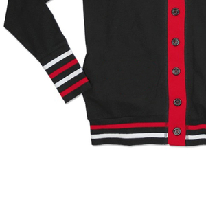 Women's Black <b>Red</b> V-Neck <b>Cardigan</b> Full Sleeve Preppy Style Button Front Knit Sweater 100% Acrylic Autumn Wear - Product Image 6