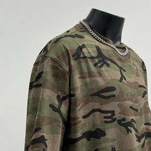 เสื้อยืดลายพรางสีเขียวสำหรับผู้ชาย ผ้าคอตตอนผสม คอกลม สไตล์ลำลอง สตรีทแวร์ ทรงปกติ รับผลิตแบบสั่งทำพิเศษ - Product Image 5