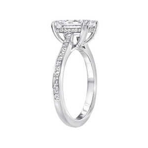 Anillo Solitario con Esmeralda Blanca Luminosa Cultivada en Laboratorio, Corte Esmeralda, para Ella, Regalo de Aniversario en Plata Maciza Clásica - Product Image 3