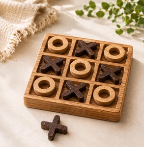 Jeu de Tic Tac Toe en bois fait main, jeu de croix et de points solide pour deux joueurs, idéal pour les fêtes, l'extérieur, l'intérieur, ou comme décoration de table basse - Product Image 3