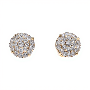 0.50 Ct Natural Round Diamond Cluster <b>Stud</b> <b>Earrings</b> 10k Yellow Gold <b>Fine</b> Jewelry for Women - Product Image 1