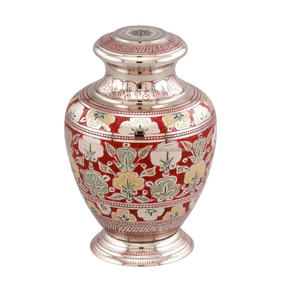 Urnas de cremación para adultos de latón de diseño multicolor de alta calidad y hermoso con urnas funerarias de metal con acabado rojo para cenizas humanas - Product Image 1