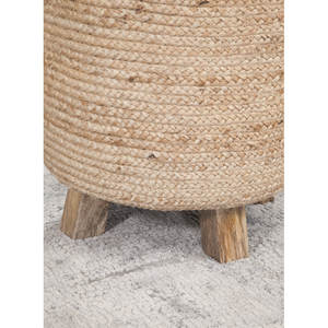 Juego de mesa de centro y mesa auxiliar de madera maciza y yute de diseño bohemio, colección de herramientas de torneado artesanales - Product Image 6