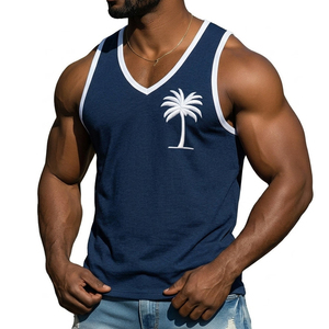 Débardeur Homme Col V Coupe Musclée Design Personnalisé avec Bordure Contrastante – Vente en Gros Streetwear Urbain - Product Image 1