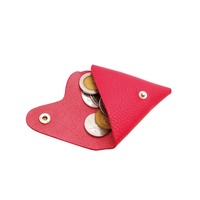 [Castello] Porte-monnaie triangulaire minimaliste en cuir de galet italien 9x9cm avec fermeture à fermoir Unisexe Logo personnalisable