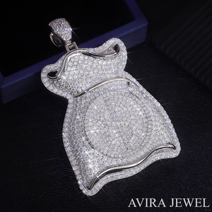 Colgante de bolsa de dinero con signo de dólar 3D, totalmente engastado con moissanita VVS, de plata maciza S925, estilo Hip Hop, que expresa riqueza, precio de fábrica - Product Image 6