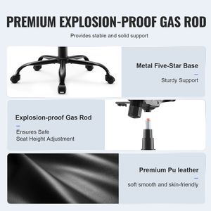 Chaise de bureau de direction à dossier haut en cuir PU avec support lombaire ergonomique réglable de pointe pour soulager les maux de dos - Product Image 5