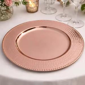 Plato de Presentación Redondo de Acero Inoxidable, Bañado en Oro, Decorativo para Bodas, Banquetes y Restaurantes - Product Image 6