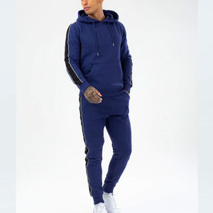 Ensemble de jogging pour homme, décontracté, à manches longues, antibactérien, écologique, hiver, à capuche, lourd, uni, 100% coton, logo personnalisé - Product Image 1