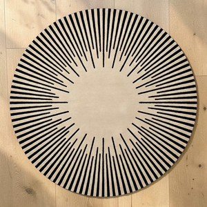 Alfombra de Lana Abstracta de Pelo Corto Hecha a Mano, Ecológica, Antibacteriana, Antideslizante, Apta para Mascotas, Color Beige Neutro, Diseño Moderno para el Hogar - Product Image 1