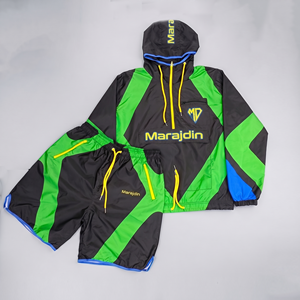 Conjunto de Chaqueta Corta con Capucha y Cremallera Impermeable para Hombre, Estilo Acid Wash, Ligero, de Algodón, Resistente al Viento - Product Image 3