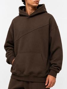 Sweat-shirt à capuche unisexe oversize en polaire marron uni, style décontracté avec poches, pull-over pour l'automne, hoodie unisexe avec LOQ MOQ Streetwear - Product Image 3