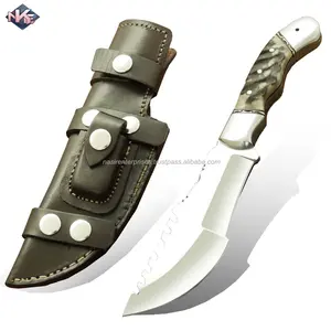 Unleash Your Wilderness Spirit: Fixed Blade Knife with Razor-Sharp D-2 Steel Blade, Ram Horn Handle, and Cowhide Leather Sheath