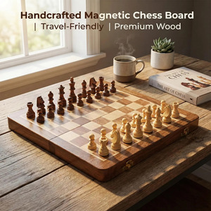 Juego de ajedrez de madera con tablero plegable y estuche de almacenamiento, diseño tradicional para uso en interiores. - Product Image 3
