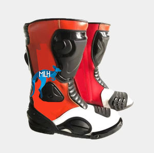 รองเท้าบูทหนังสำหรับขี่มอเตอร์ไซค์แบบสั่งทำพิเศษ ดีไซน์ล่าสุด โดดเด่นไม่ซ้ำใคร สำหรับผู้ชาย คุณภาพพรีเมียม ซับในตาข่าย บริการ OEM สไตล์นักปั่นจักรยาน - Product Image 1