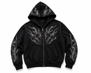 Veste unisexe personnalisée en coton 100% avec strass scintillants, coupe classique, poches, blocs de couleur et fermeture éclair intégrale pour l'automne - Product Image 4